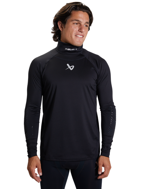 BAUER S22 L/SL SENIOR NECKGUARD COMPRESSION SHIRT